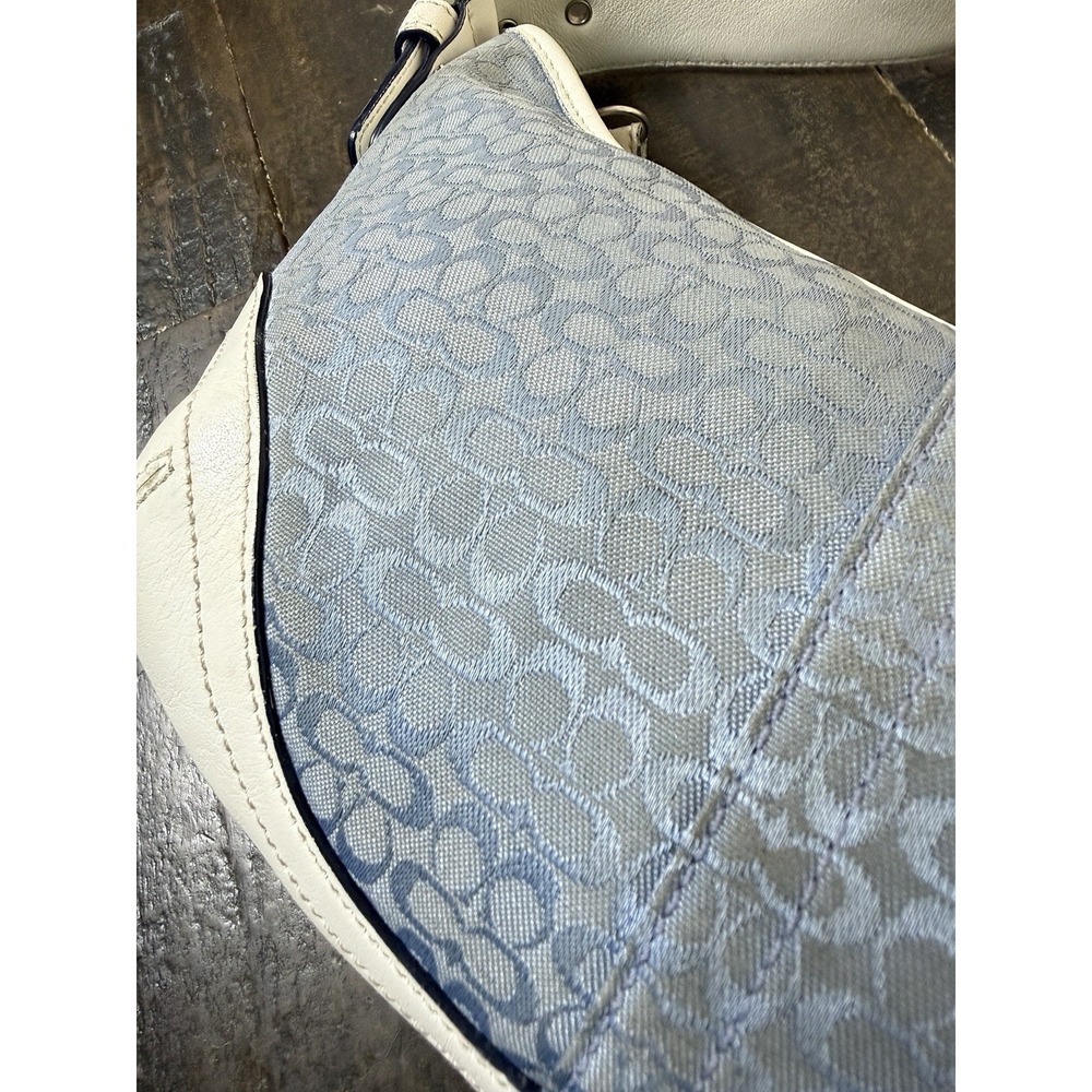 Coach Women's Y2K Blue Signature Jacquard Soho Mini Hobo Bag White Trim 6351 - Picture 9 of 15